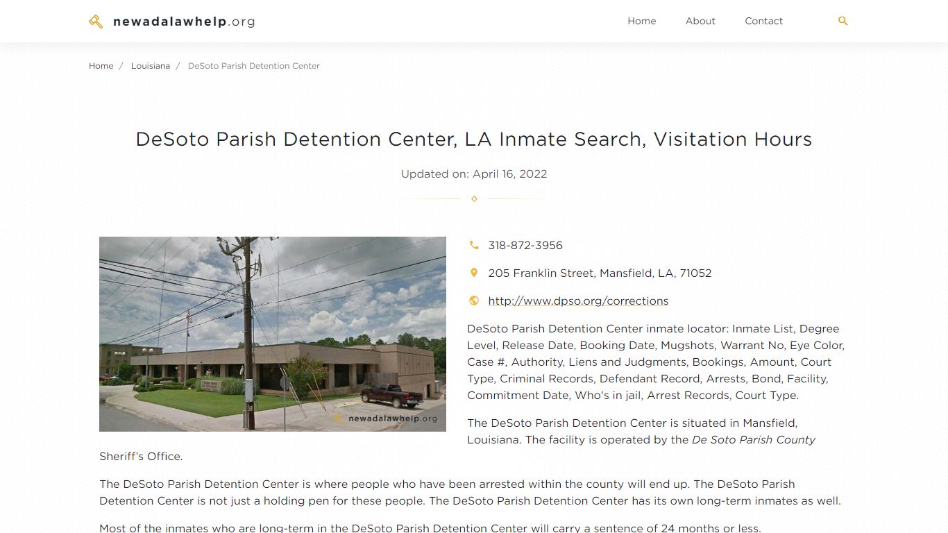 DeSoto Parish Detention Center, LA Inmate Search ...